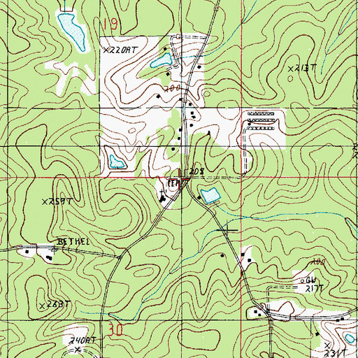 Topographic Map of Bethel Springs, LA