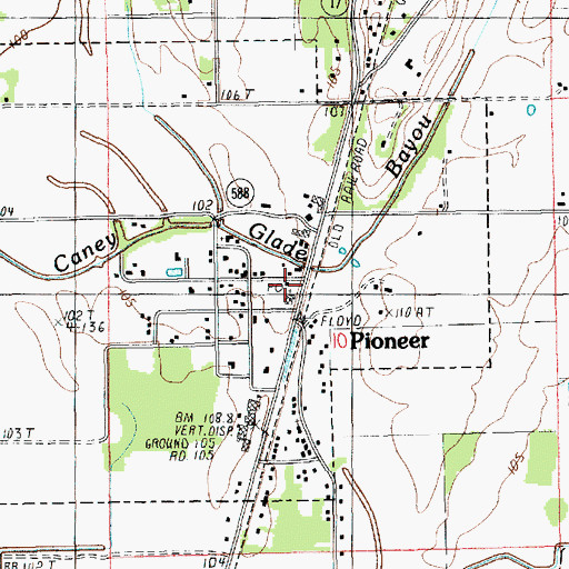 Topographic Map of Pioneer Post Office, LA