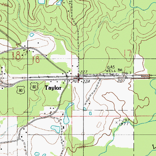 Topographic Map of Taylor Post Office, LA