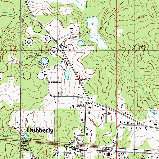 Topographic Map of Dubberly Post Office, LA