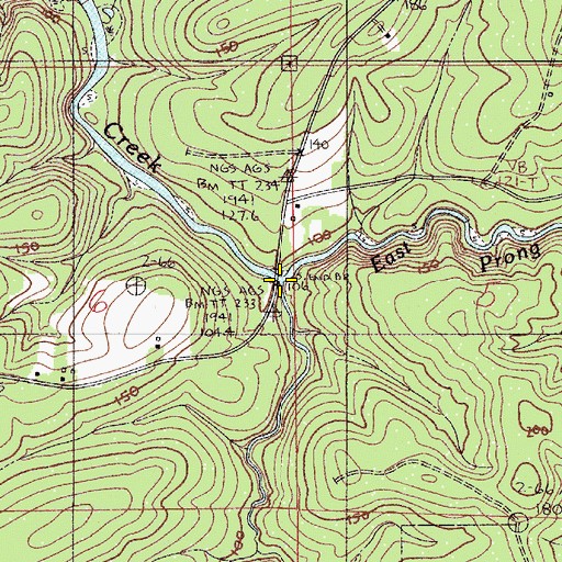 Topographic Map of West Prong Silas Creek, AL