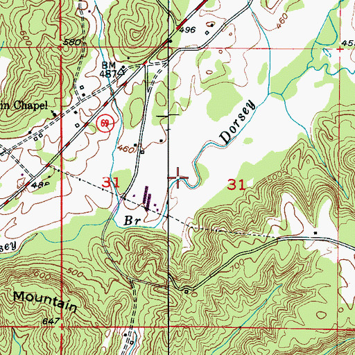 Topographic Map of Dorsey Creek Valley, AL