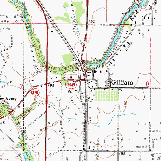 Topographic Map of Gilliam Post Office, LA
