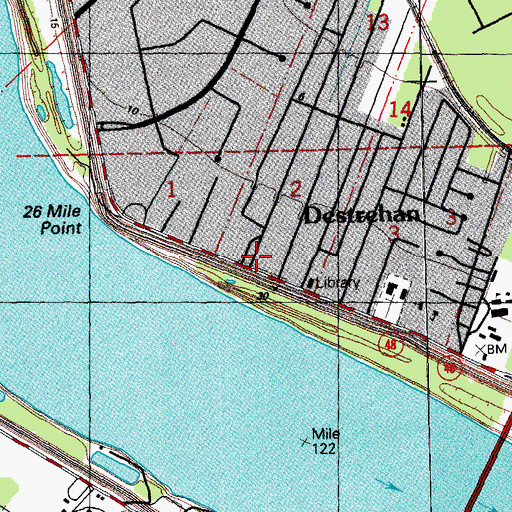 Topographic Map of Destrehan Post Office, LA