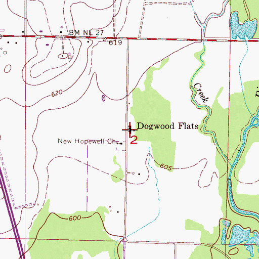 Topographic Map of Dogwood School (historical), AL