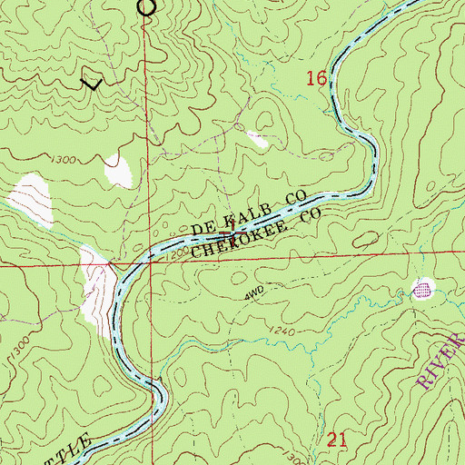 Topographic Map of Billys Ford, AL