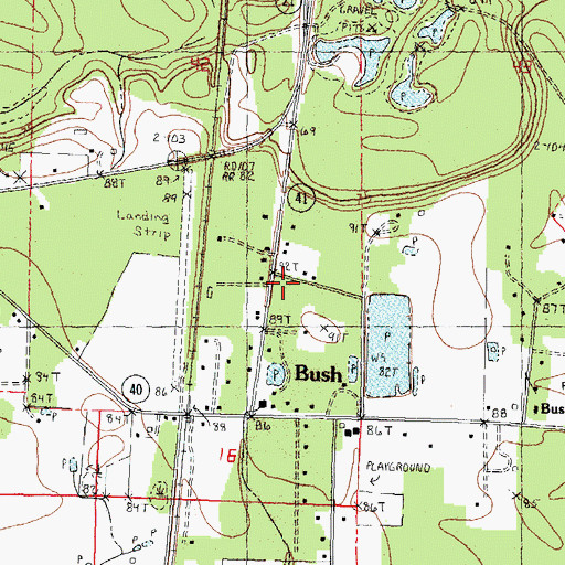 Topographic Map of Bush Post Office, LA