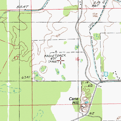 Topographic Map of KNOE-FM (Monroe), LA