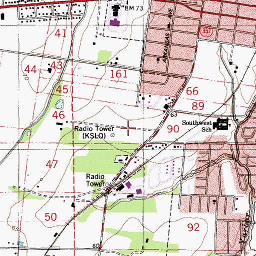 Topographic Map of KSLO-AM (Opelousas), LA