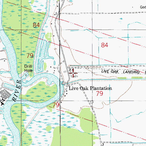Topographic Map of Live Oak Landing Strip, LA