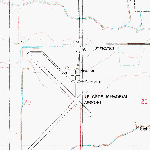 Topographic Map of Le Gros Memorial Airport, LA