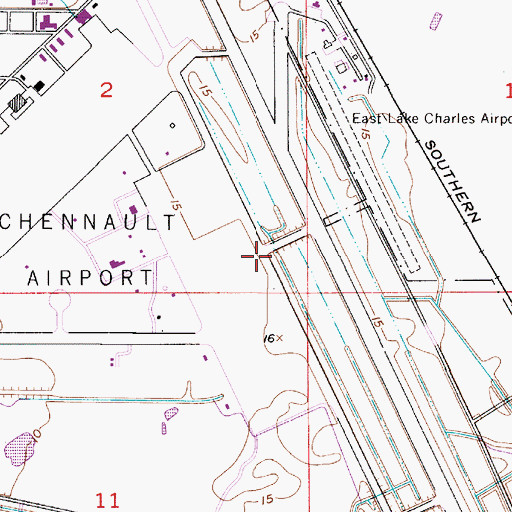 Topographic Map of Chennault International Airport, LA