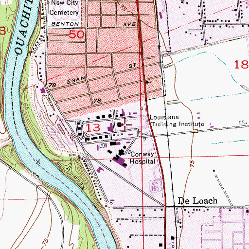 Topographic Map of E A Conway Hospital Heliport, LA