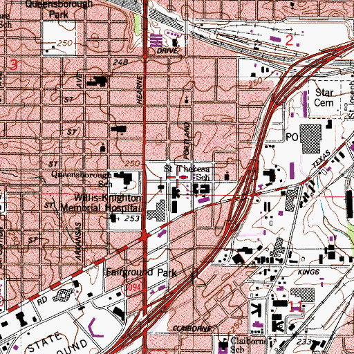 Topographic Map of Willis-Knighton Medical Center Temp Groundlevel Heliport, LA
