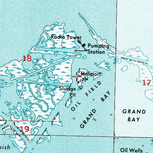 Topographic Map of Bay Couquille Seaplane Base, LA