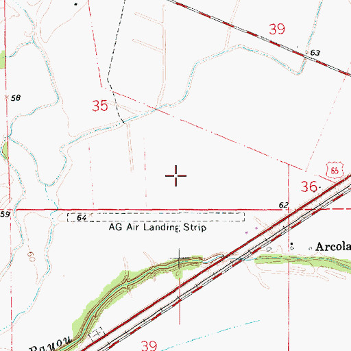 Topographic Map of Ag Air Incorporated Airport (historical), LA