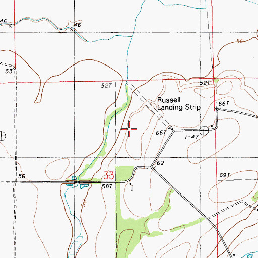 Topographic Map of Russell Airport (historical), LA