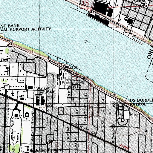 Topographic Map of WYLD-FM (New Orleans), LA