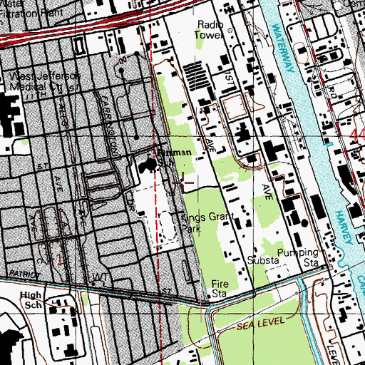 Topographic Map of KKNO-AM (Gretna), LA