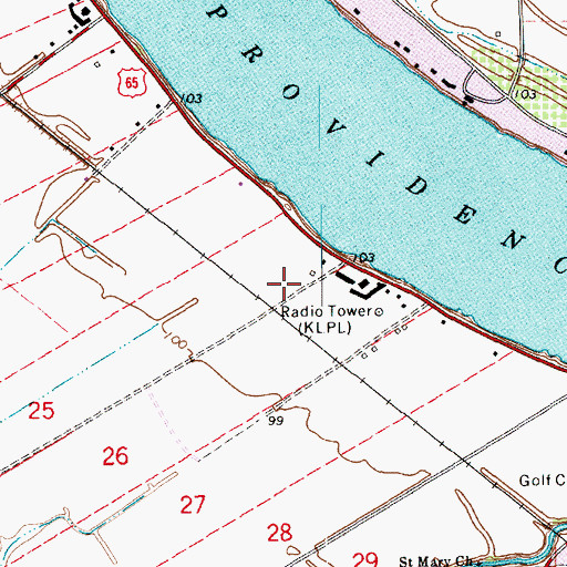 Topographic Map of KLPL-AM (Lake Providence), LA