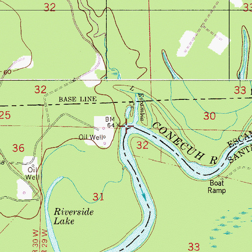 Topographic Map of Little Escambia Creek, FL