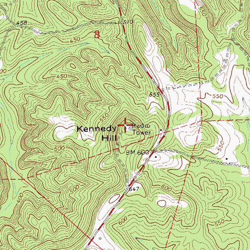 Topographic Map of Kennedy Lookout Tower, AL