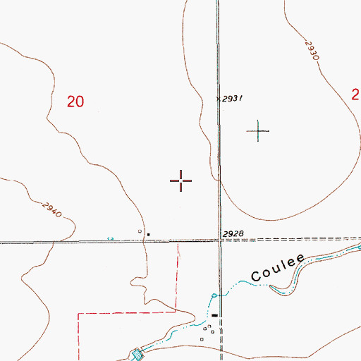 Topographic Map of 28N10E20DD__01 Well, MT