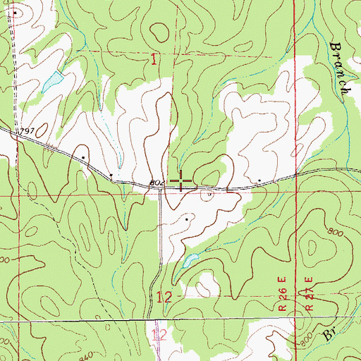 Topographic Map of Sharps Cemetery, AL