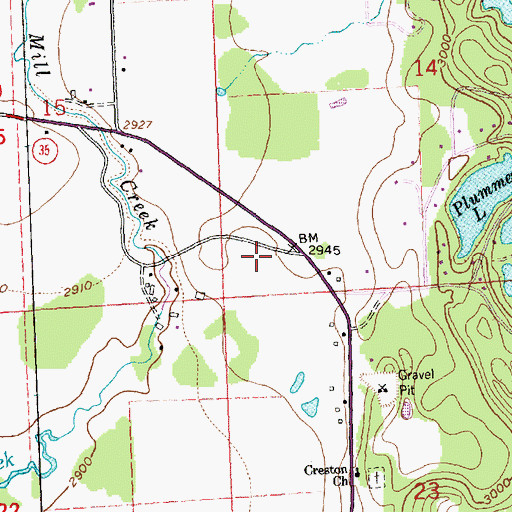 Topographic Map of 28N20W14CCDB01 Well, MT