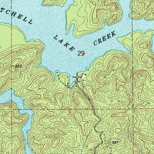 Topographic Map of Barretts Fish Camp, AL