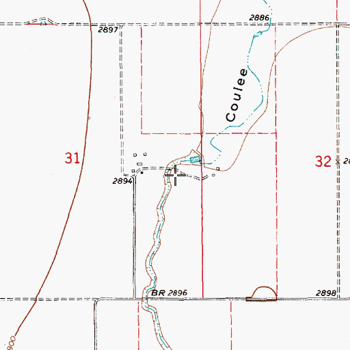 Topographic Map of 29N10E31DA__01 Well, MT