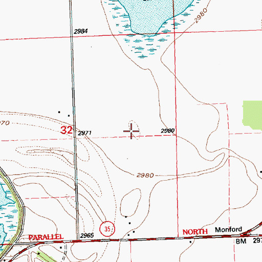 Topographic Map of 29N20W32ADCD01 Well, MT
