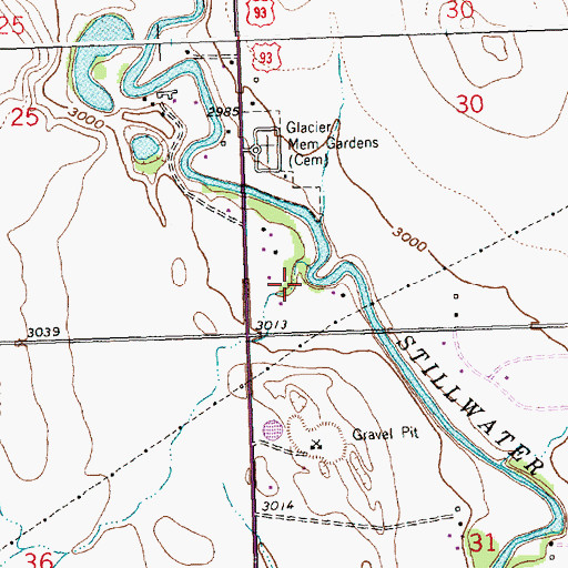 Topographic Map of 29N21W30CD__01 Well, MT