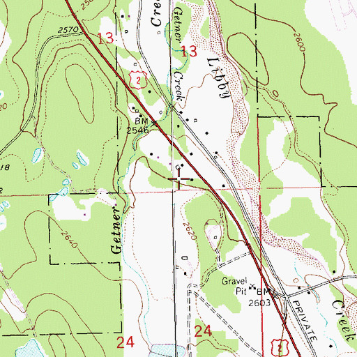 Topographic Map of 29N31W13DDC_01 Well, MT
