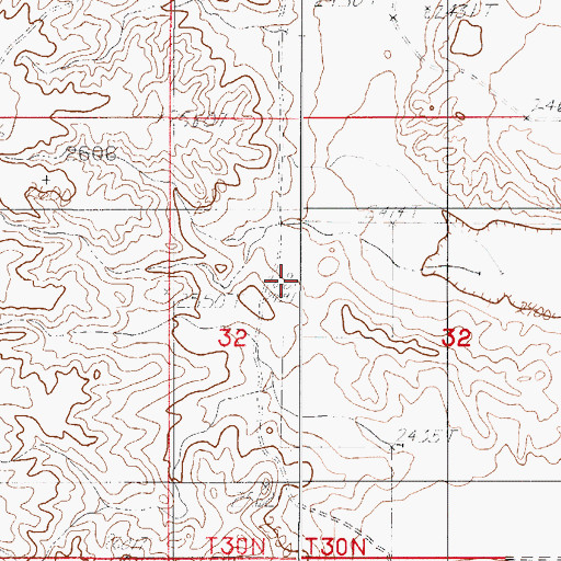 Topographic Map of 30N50E32BDBC01 Well, MT