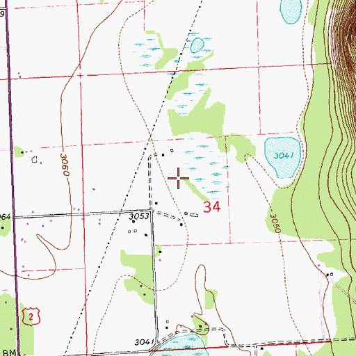 Topographic Map of 30N20W34BD__01 Well, MT