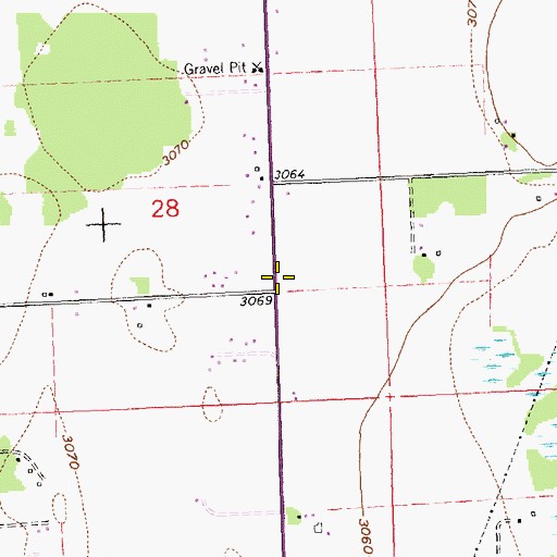 Topographic Map of 30N20W28DACC01 Well, MT