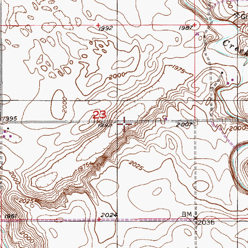 Topographic Map of 30N55E23DBAB01 Well, MT