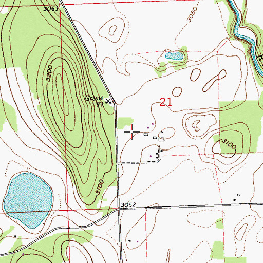 Topographic Map of 30N21W21CA__01 Well, MT