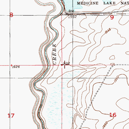 Topographic Map of 30N55E16BBBA01 Well, MT