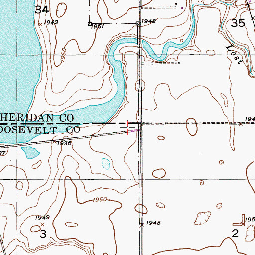 Topographic Map of 30N55E03AAAA01 Well, MT