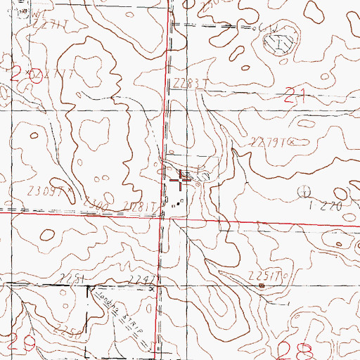 Topographic Map of 31N32E21CCCC01 Well, MT