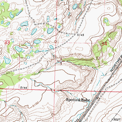 Topographic Map of 32N12W34CBCD01 Spring, MT