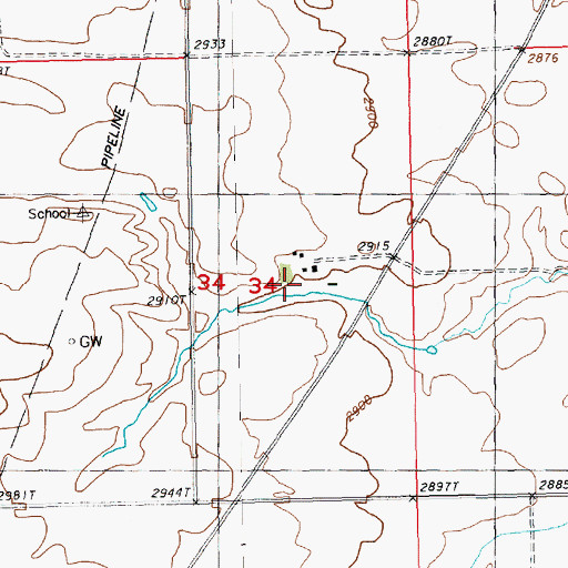 Topographic Map of 32N18E34DBAA01 Well, MT