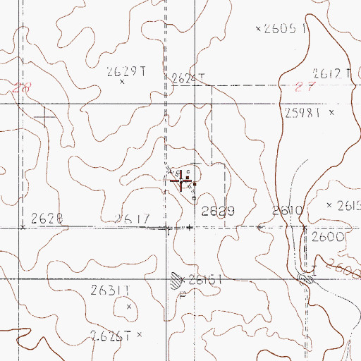 Topographic Map of 33N52E27CCBD02 Well, MT