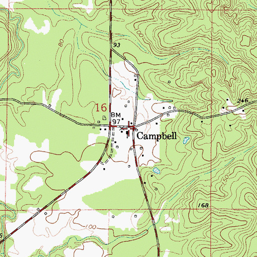 Topographic Map of Campbell Church, AL