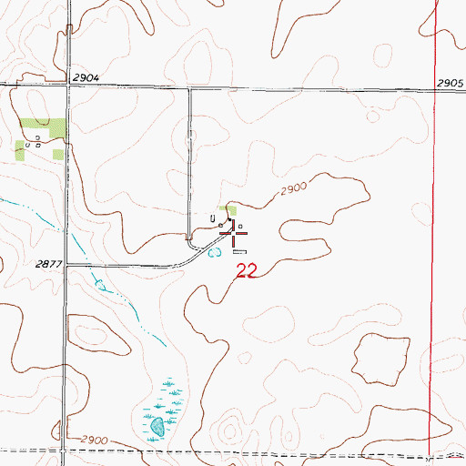 Topographic Map of 33N42E22BDDA01 Well, MT
