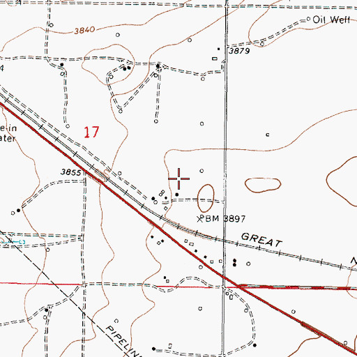 Topographic Map of 33N05W17DA__01 Well, MT