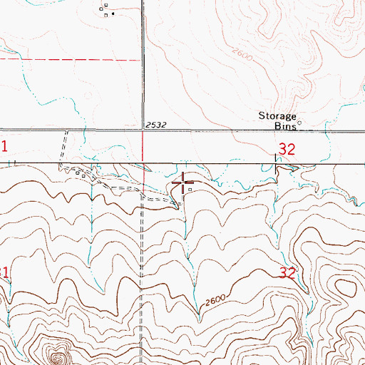 Topographic Map of 35N49E32BBDB01 Well, MT