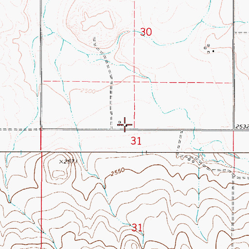Topographic Map of 35N49E30CDDD01 Well, MT